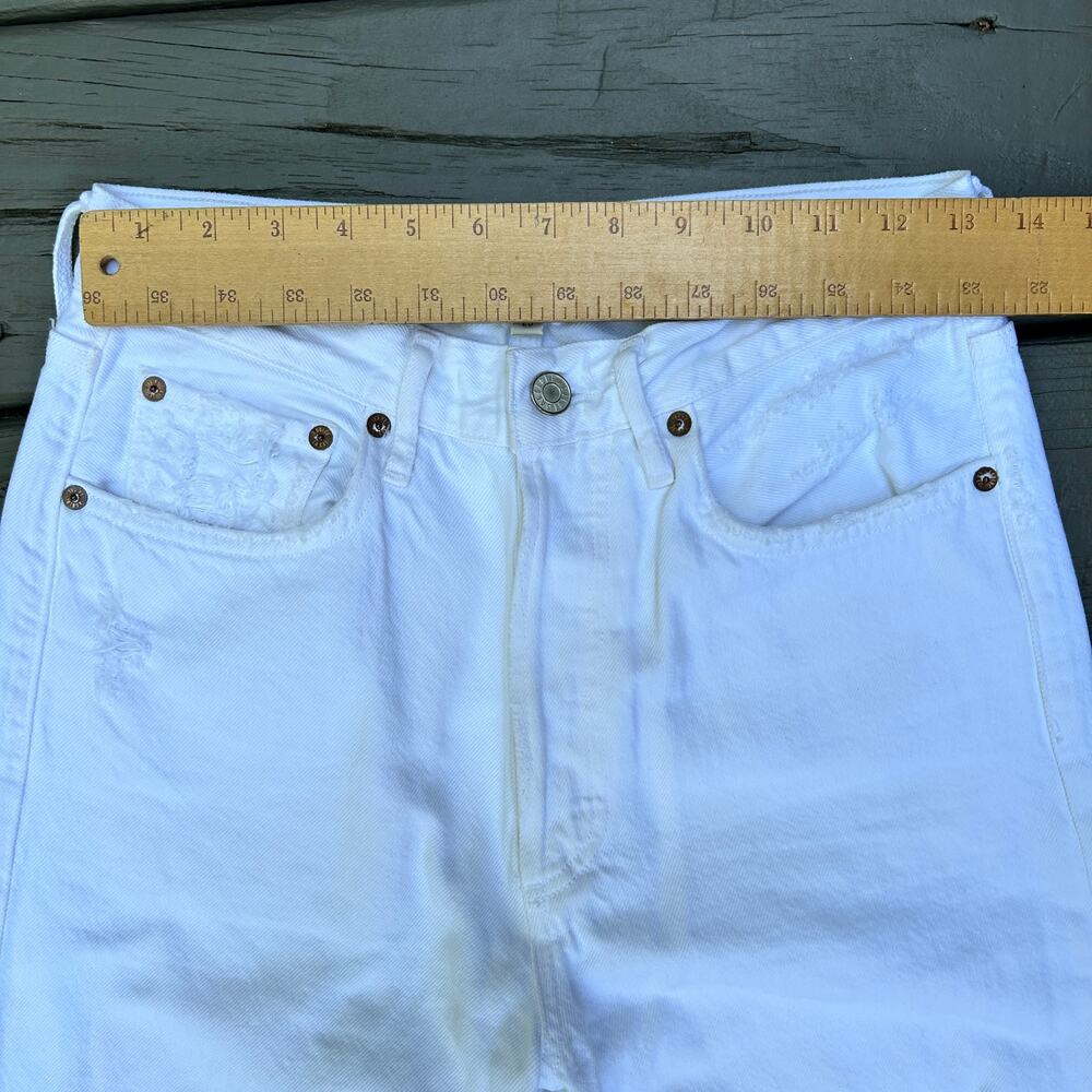 Agolde 90s Jean loose fit premium denim white Distressed Button Fly Size 25 - Picture 6 of 13